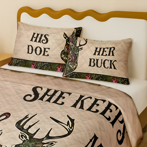 She Keeps Me Wild Personalized Hunter Couple Quilt Bedding Set Gift For Couple, Husband, Wife CH07 895478