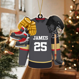 Personalized Hockey Skates Helmet And Stick Acrylic Ornament Gift For Hockey Lovers HO82 900034