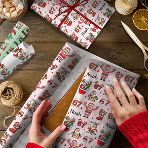 Custom Name 67 Christmas Wrapping Paper Personalized Six Seven Number Wrapping Paper CH07 899220