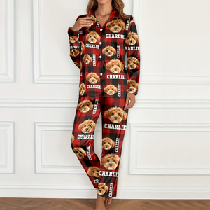 Custom Photo Name Dog Cat Satin Pajamas CH07 896208