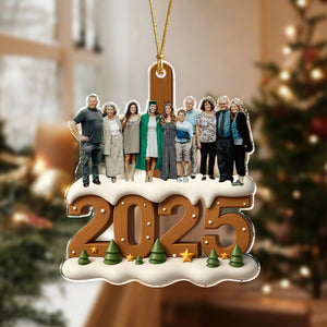 Custom Photo Cozy Xmas Crew Family Acrylic Ornament Gift For Mom, Dad, Brother, Sister, Kids HO82 900042