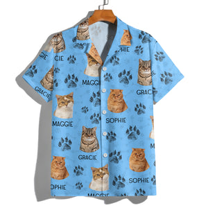 Custom Cat Photo With Paw Pattern Hawaii Shirt For Cat Lover TH10 894125