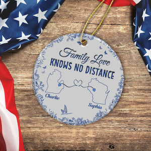Family Love Knows No Distance Toile De Jouy Style Personalized 3D Inflated Effect Ceramic Ornament HO82 894746