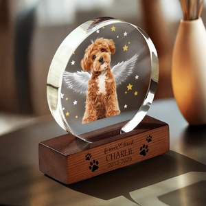 Custom Dog Photo Gift Memorial Round Acrylic Frame Block HO82 894172