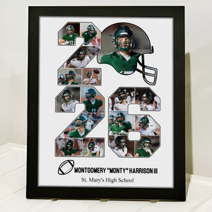 Senior 2026 Football Photo Collage – Personalized Picture Frame Player Gift & Football Keepsake HO82 900308