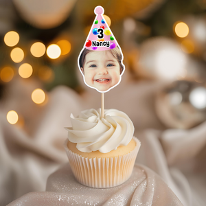 Custom Cute Baby Face Birthday Decoration Party Cupcake Toppers LM32 893239