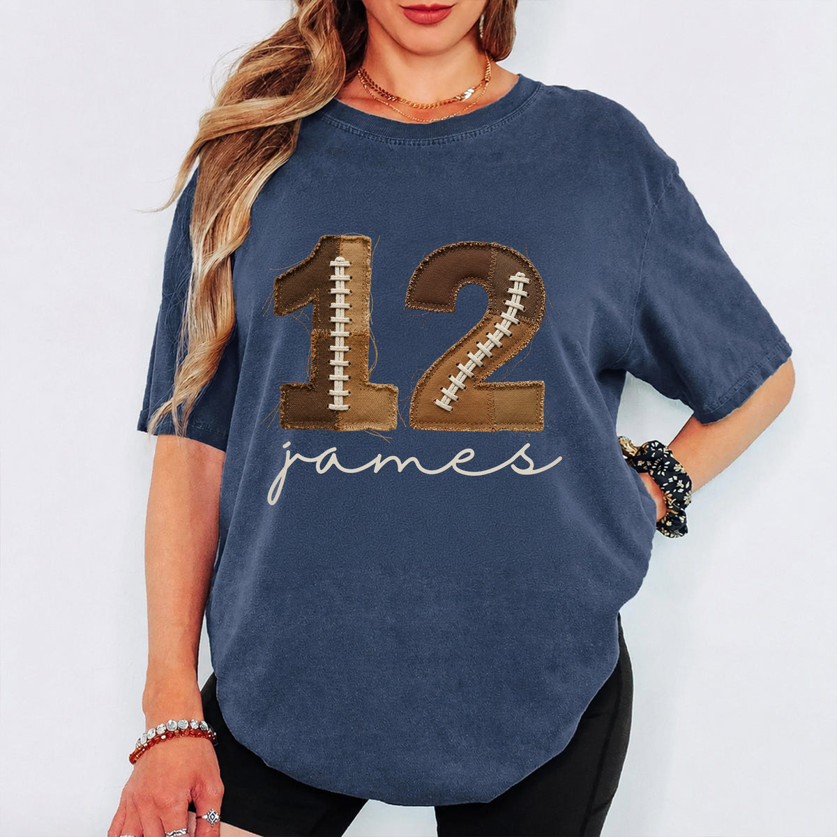 Custom Football Number & Name Faux Patchwork Comfort Shirt HO82 903354