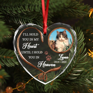 Custom Photo Cat Memorial Gifts - Personalized Heart Glass Ornament LM32 895895