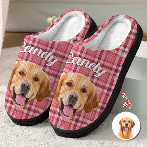Custom Dog Photo Flannel Patten Slipper Xmas Gift For Dog Lovers CH07 896270