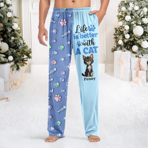 Custom Cat Name Life Is Better With Cats 3D Effect Sweatpants LM32 895931