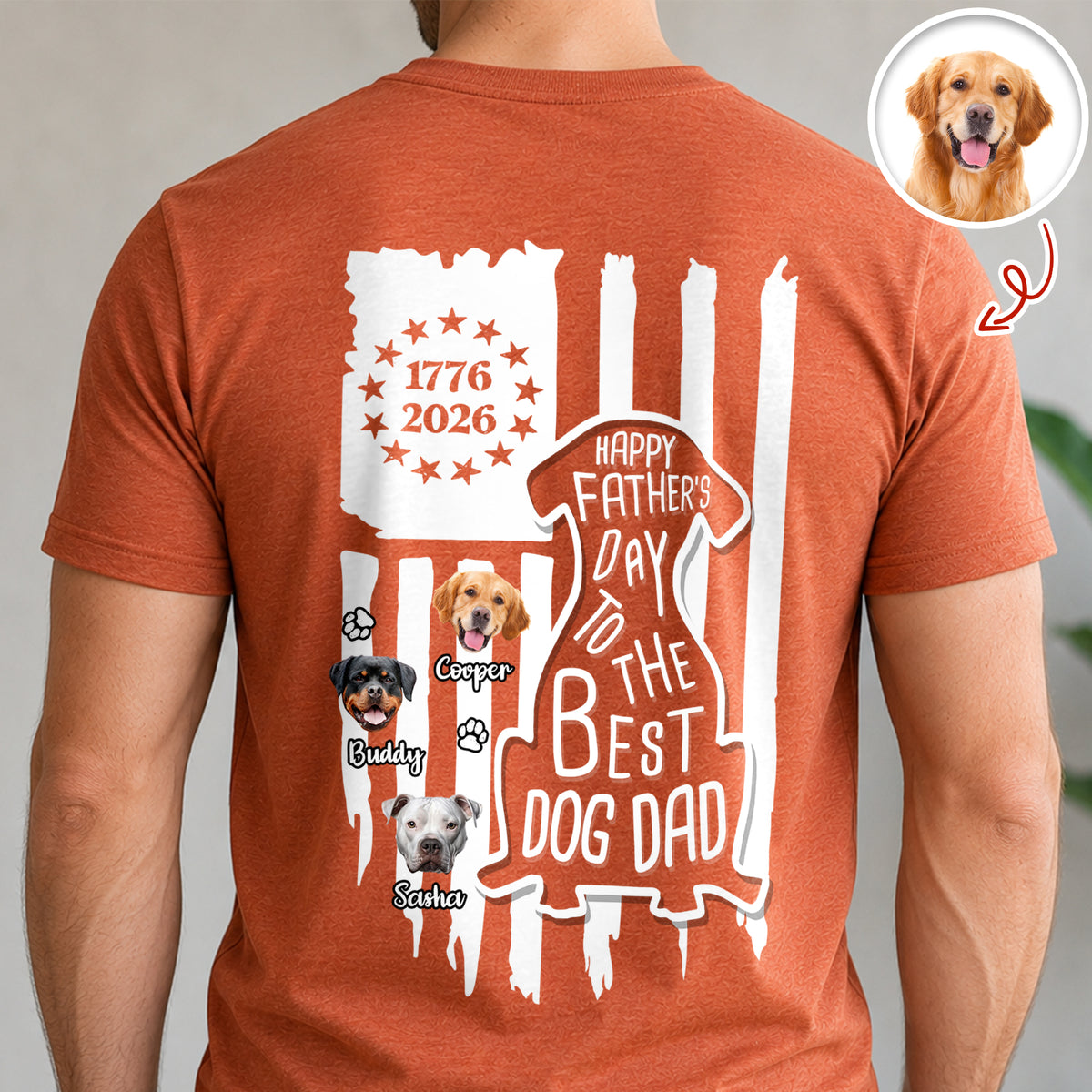 Custom Photo Happy Father's Day To Best Dog Dad Flag Back Comfort Shirt HO82 902792
