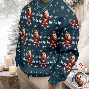 Custom Ho Ho Ho Family Photo Personalized Ugly Sweater Funny Christmas Gift CH07 899674
