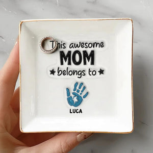 This Awesome Mom Belongs To Personalized Jewelry Dish Mother's Day Gift for Mom HA75 892068