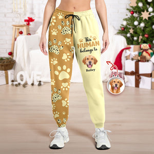 Custom Photo This Human Belongs To Dogs Sweatpants For Dog Lover HA75 897886
