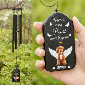 Forever in My Heart, Never Forgotten Custom Photo Dog Cat Memorial Wind Chimes CH07 895424