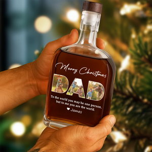 Custom Photo Merry Christmas Dad Family Whiskey Bottle LM32 893859