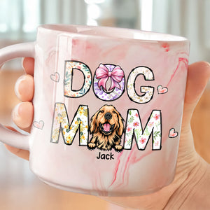 Cat Mom Dog Mom Floral Personalized Marble Mug CH07 895532