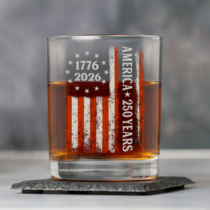250 Years America Flag 250th Birthday 1776-2026 Whiskey Glass HO82 894784