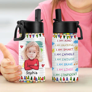 Personalized Back To School I Am Kind Kids Water Bottle With Straw TH10 894187