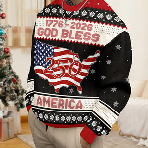 1776 - 2026 God Bless America 250 Ugly Sweater Christmas Gift HA75 897968
