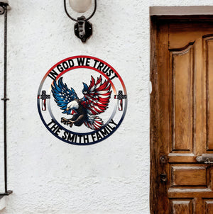 Personalized Name In God We Trust Patriotic Eagle Metal Sign LM32 897267