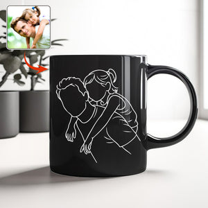 Custom Photo Dad With Kid Drawing Style Black Mug Gift For Birthday, For Dad HO82 894204