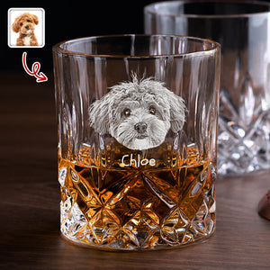 Custom Dog Photo Thank You For Being My Daddy Christmas Gift Engraved Whiskey Glass Set with Wooden Box HA75 898028