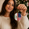 Custom Name Mexican American Flag Ceramic Ornament, Patriotic Gift for Mestizo CH07 180392