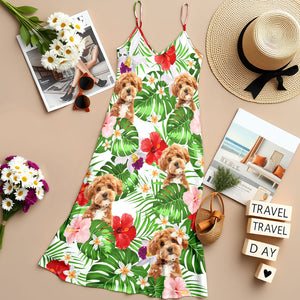 Custom Photo Dog Women's V-Neck Cami Maxi Dress HO82 893616
