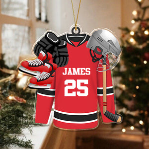 Personalized Hockey Skates Helmet And Stick Acrylic Ornament Gift For Hockey Lovers HO82 900034