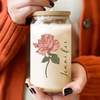 Custom Name With Floral Glass Can With Lid Personalized Gift HA75 892010