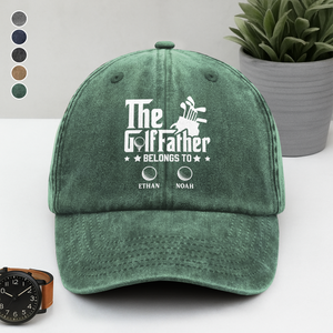 Personalized The Golffather Washed Denim Baseball Cap HA75 897098