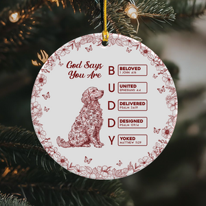 God says I Am Personalized Dog Breeds Chinoiserie Toile De Jouy Style Ceramic Ornament CH07 899242