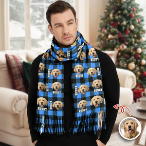 Custom Photo Name Dog Cat Men And Women's Wool Scarf Christmas Gift For Pet Lovers LM32 897477