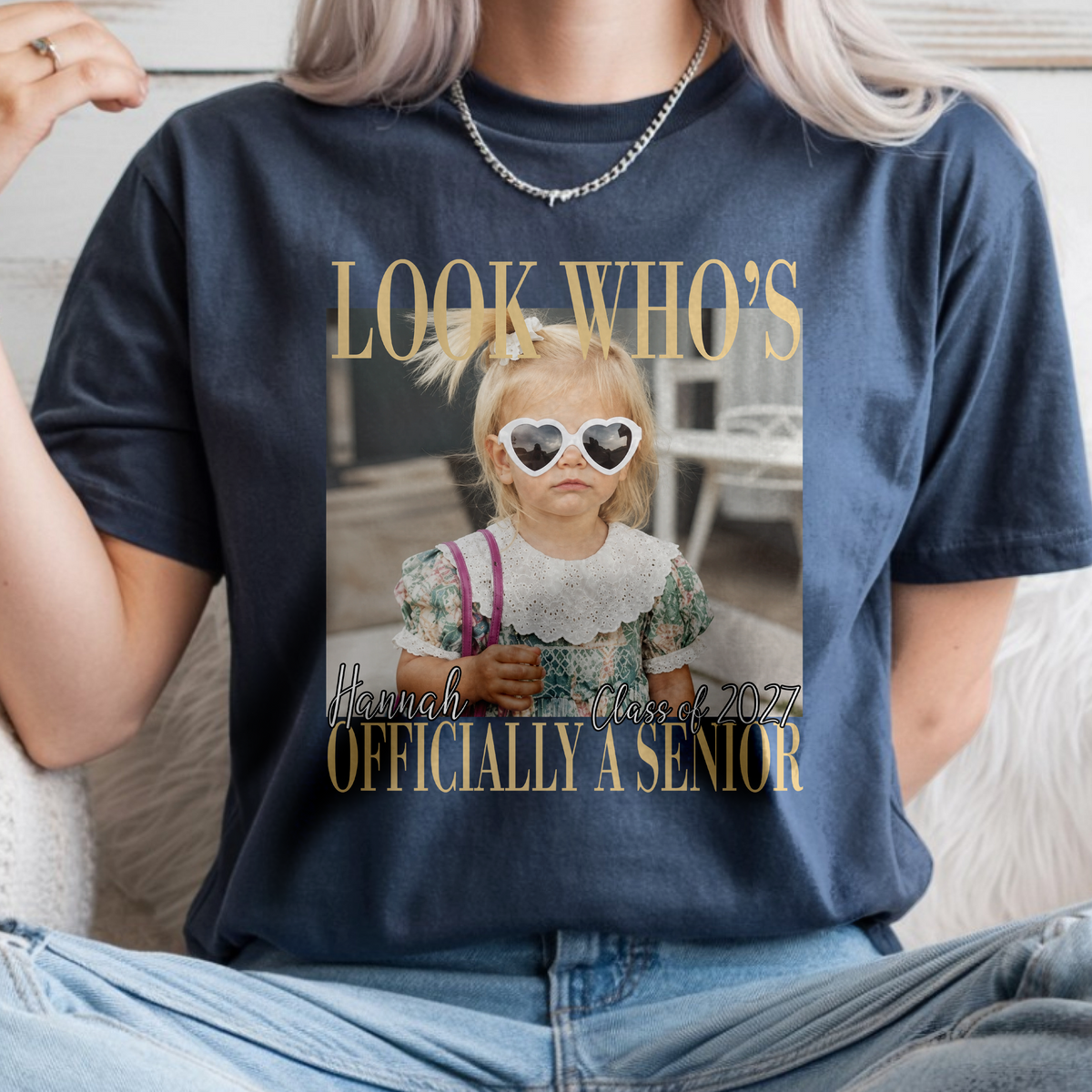 Custom Vintage Photo Look Who's Officially A Senior Class of 2027 Comfort Shirt CH07 180274