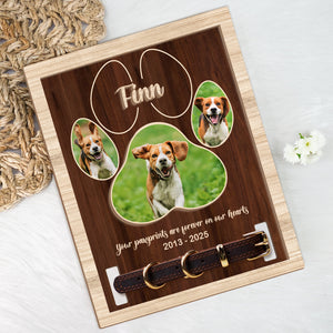 Custom Photo Your Pawprints Are Forever On Our Hearts Memorial 2-Layers Wooden Collar Frame LM32 893787
