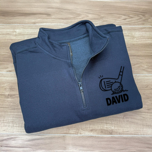 Custom Golf Player Name Embroidered Golf Quarter Zip Sweater For Golf Coach, Golf Team, Golfers CH07 910008