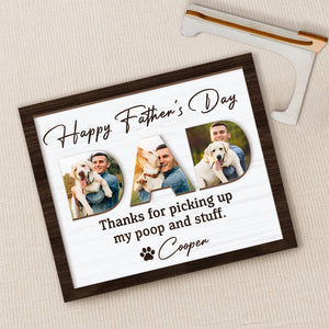 Upload Photo Happy Father's Day, Dog 2-Layered Wooden Plaque With Stand HA75 892518