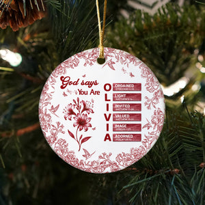 Custom Name Letter And Flower Toile De Jouy Style God Says I Am Ceramic Ornament LM32 895399