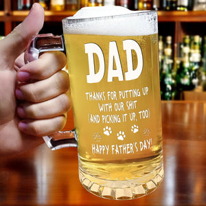 Thanks Dad We Woof You New Version - Personalized Beer Glass Mug TH10 892567