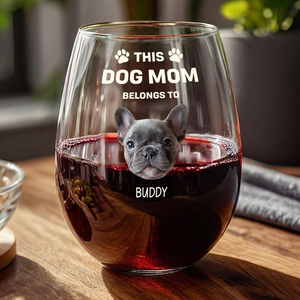 Custom Photo This Dog Mom Belongs To Me Dog Lover Wine Glass TH10 892681