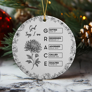 God Says I Am Name Letter In Bible Toile De Jouy Style - Personalized Ceramic Ornament CH07 896822
