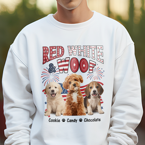 Custom Dog Photo Red White Woof Bright Shirt LM32 893723