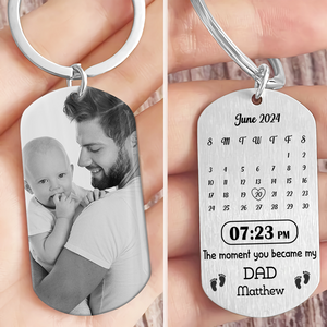 Custom Photo Memory Calendar The Day You Became My Daddy Metal Keychain LM32 893223