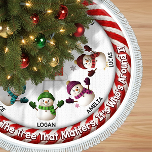 Custom Crochet Snowman Our Christmas Our Story Family Tree Skirt HO82 900068