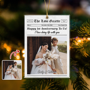 Custom Photo The Love Gazette Acrylic Ornament Christmas Gift For Couple HO82 894676