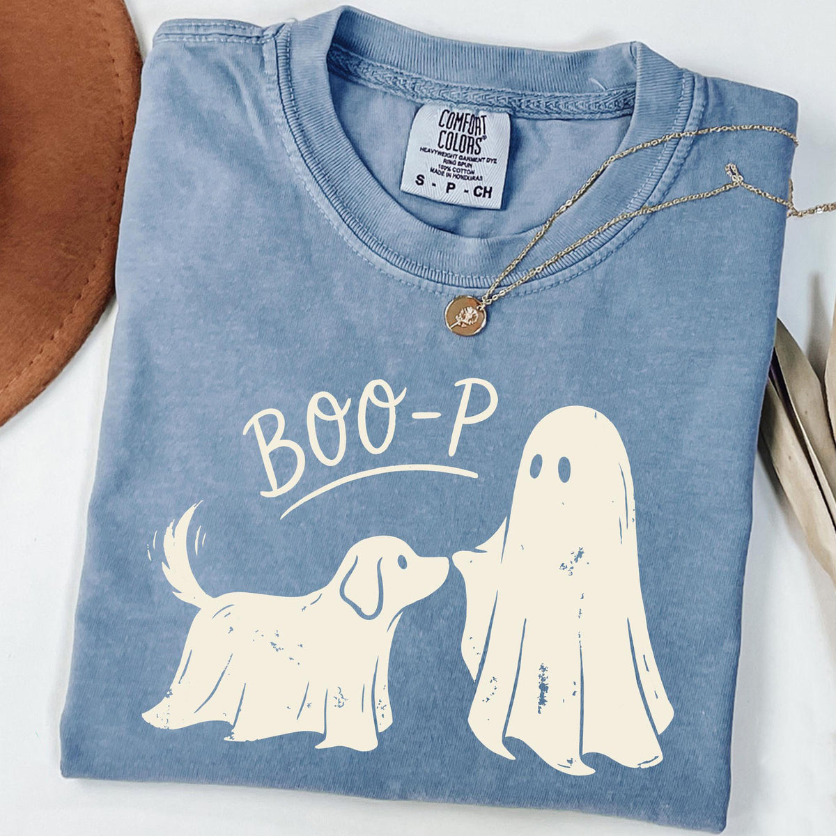 Boo-p Ghost Dog Funny Halloween Dog Mom Comfort Colors Shirt CH07 180438