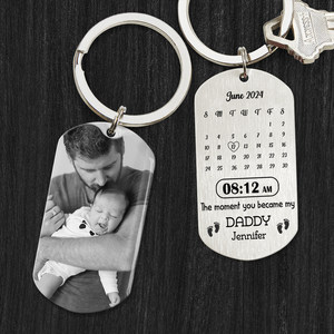 Custom Photo Memory Calendar The Day You Became My Daddy Metal Keychain LM32 893223
