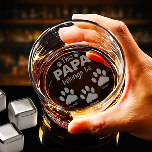 Custom Pet Photo This Papa Belong To Dog Engraved Whiskey Glass CH07 895736