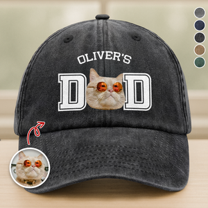 Custom Photo Cat Dad, Cat Mom Washed Denim Baseball Cap HA75 897222